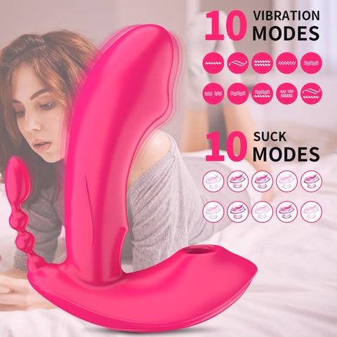 Suction Vibrator: 3-in-1 Wearable Dildo